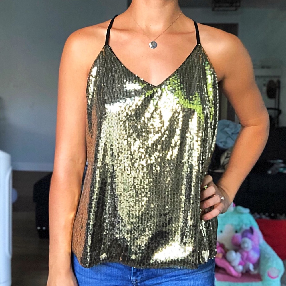 Gold Sequin Tank sz L